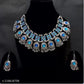 Tehzeeb Creations Women's Silver Colour Oxidised Necklace Set With Meenakari Work - Swadesiicart
