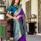 Anaita Violet Soft Silk Zari Weaving Saree With Blouse Piece