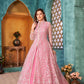 Anaita Pink Embroidered Net Anarkali Suit