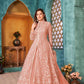 Anaita Peach Embroidered Net Anarkali Suit