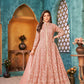 Anaita Peach Embroidered Net Anarkali Suit