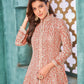 Anaita Peach Embroidered Net Anarkali Suit
