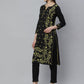 ADA Women Black & Yellow Chikankari Hand Embroidered Sustainable Handloom Kurta with Trousers | Swadesiicart