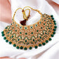 Tehzeeb Creations Traditional Designer Kundan Stone Green Meenakari Choker Bridal Set | Swadesiicart