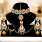 Tehzeeb Creations Traditional Designer Kundan Stone Green Meenakari Choker Bridal Set | Swadesiicart