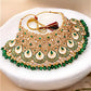 Tehzeeb Creations Traditional Designer Kundan Stone Green Meenakari Choker Bridal Set | Swadesiicart
