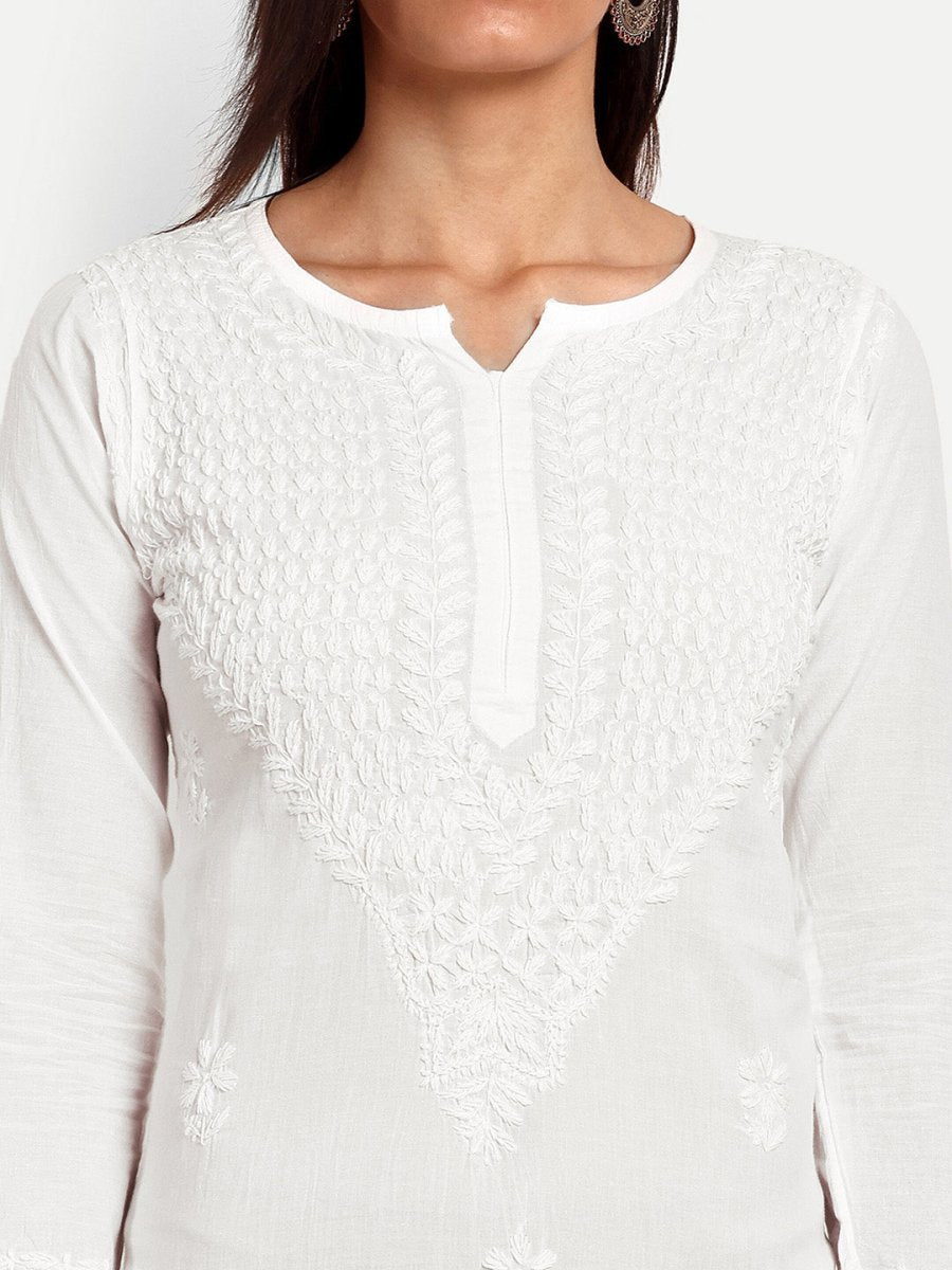 ADA Floral Embroidered Chikankari Kurta | Swadesiicart