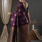 Anouk Purple & Gold-Toned Woven Design Zari Banarasi Saree | Swadesiicart