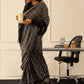 Tikhi Imli Black & Gold Geometric Printed Ready To Wear Saree | Swadesiicart