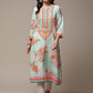 Biba Ethnic Motifs Printed Notched Neck A-Line Kurta - Swadesiicart