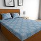 Urban Magic Blue Ethnic Motifs Printed Cotton 104 TC Queen Bedsheet With 2 Pillow Covers - Swadesiicart