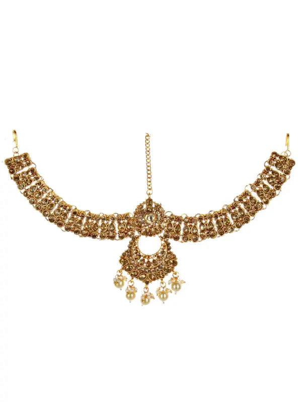 Tehzeeb Creations Traditional Stone Bridal Set 7 Pcs. For Girls & Women - Swadesiicart