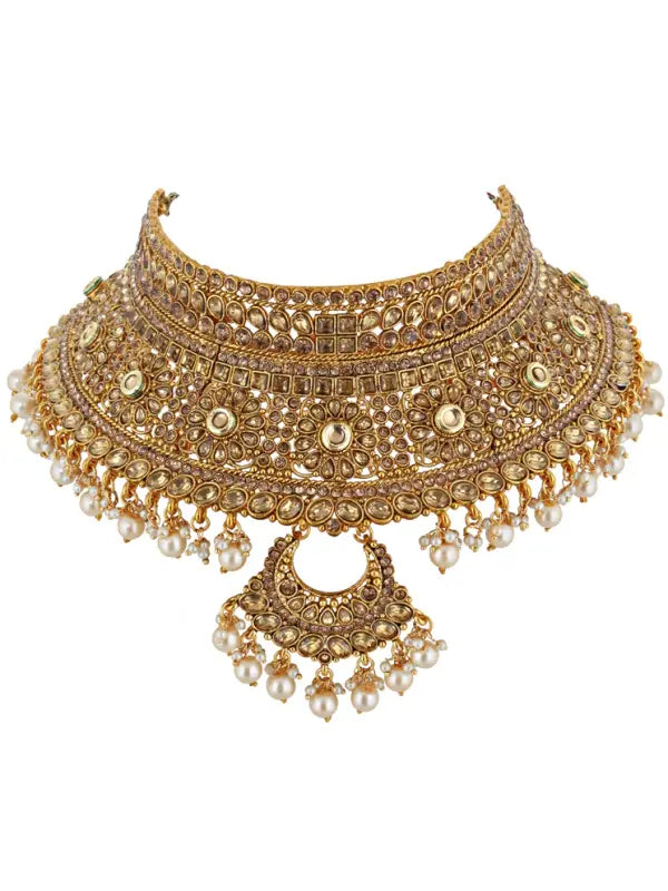 Tehzeeb Creations Traditional Stone Bridal Set 7 Pcs. For Girls & Women - Swadesiicart