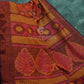 Orange And Henna Brown Colour With Geometrical Print Semi Chanderi Saree. By Gayathri Reddy Designer Studio | Swadesiicart