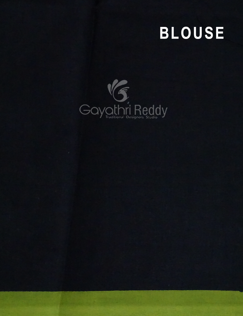 Shades of Mehndi Green And Black With Pichwai Print Munga Cotton Saree By Gayathri Reddy Designer Studio | Swadesiicart