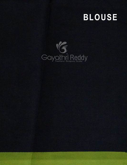 Shades of Mehndi Green And Black With Pichwai Print Munga Cotton Saree By Gayathri Reddy Designer Studio | Swadesiicart
