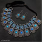 Tehzeeb Creations Women's Silver Colour Oxidised Necklace Set With Meenakari Work - Swadesiicart