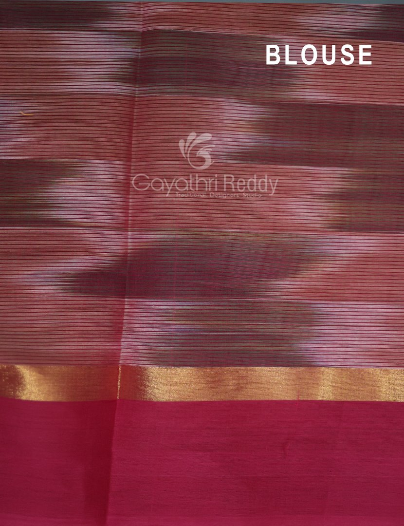 Dual Shades of Mango Green And Mustard Mangalagiri Ikkat Cotton Saree By Gayathri Reddy Designer Studio | Swadesiicart