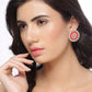 Shoshaa Women Magenta & Gold-Polished Circular Studs | Swadesiicart