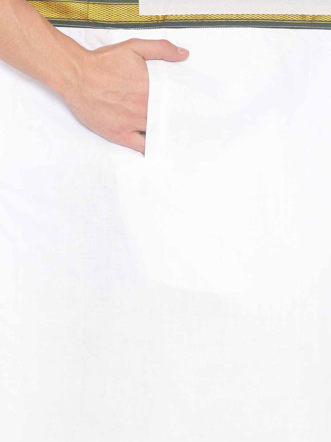 Sethukrishna White Solid Readymade Pocket Dhoti For Men | Swadesiicart