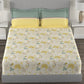 MYTRIDENT Yellow White Floral Cotton 144 TC Queen Bedsheet With 2 Pillow Covers - Swadesiicart