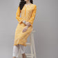 ADA Women Mustard Yellow Embroidered Regular Chikankari Handloom Kurta with Palazzos | Swadesiicart