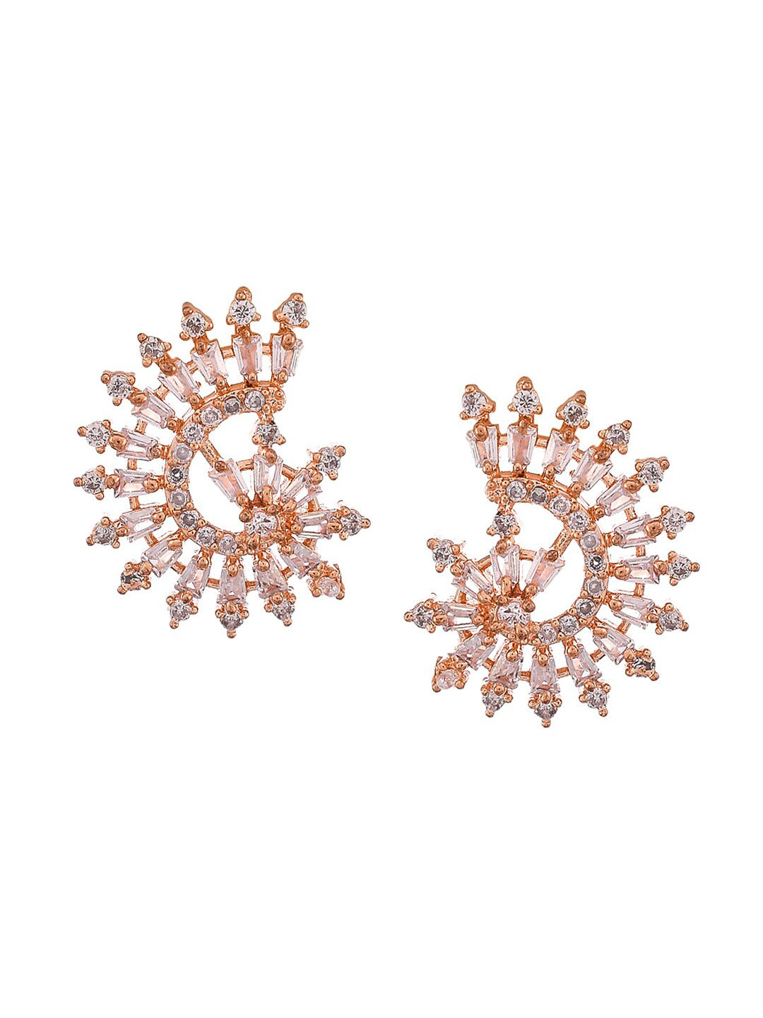 Shoshaa Rose Gold Contemporary Studs Earrings - Swadesiicart