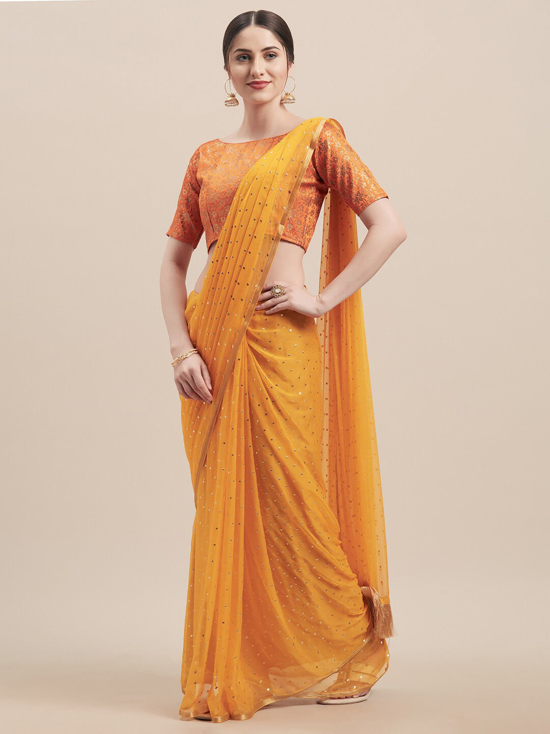 Tikhi Imli Embellished Mukaish Saree | Swadesiicart