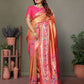 Aastha Fashion Orange Tissue Silk Paithani Woven Saree