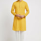 Ethnic India Yellow Men's Kurta Ethnic Motifs Cotton | Swadesiicart