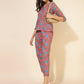 Janasya Women's Pink Cotton Floral Printed Casual Regular Co-ords - Swadesiicart