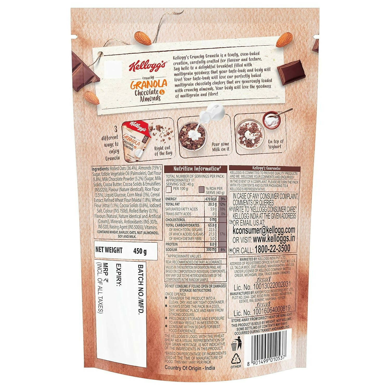 Kellogg's Crunchy Granola Chocolate & Almonds - Swadesiicart