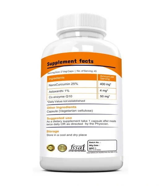 Ramini Bio Nutrition Nano Curcumin With Astaxanthin Veg Capsules - Swadesiicart