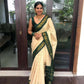 DEIANA'S Beautiful Designer Golden zari Soft Lichi Silk Saree - White - Swadesiicart