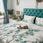 URBAN SPACE Serene White & Blue Printed 200 TC Pure Cotton Bedsheet & Pillow Covers - Swadesiicart