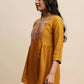 Mustard Chinon Embroidered Top - Tarini - Swadesiicart