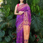 Exclusive Collection Beautiful Violet Pure Cotton Woven Handloom Saree With Running Blouse Piece - Swadesiicart