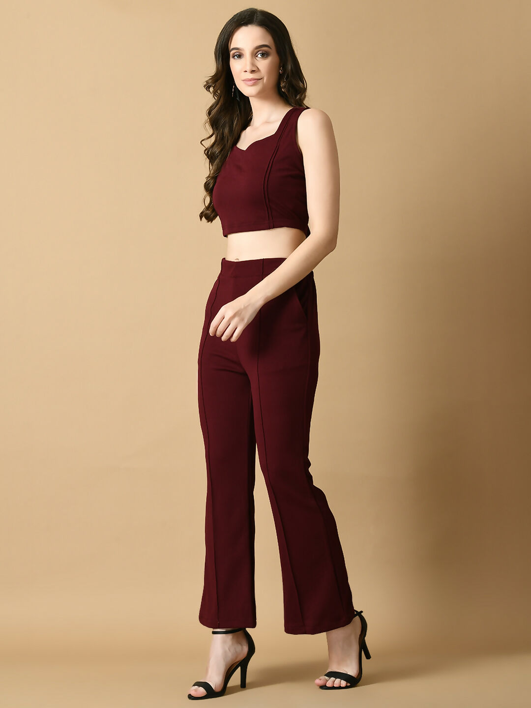Myshka Women's Magenta Solid Top With Trousers - Swadesiicart