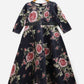 Ahalyaa Navy Blue Digital Print Floral Kids Dress For Girls | Swadesiicart