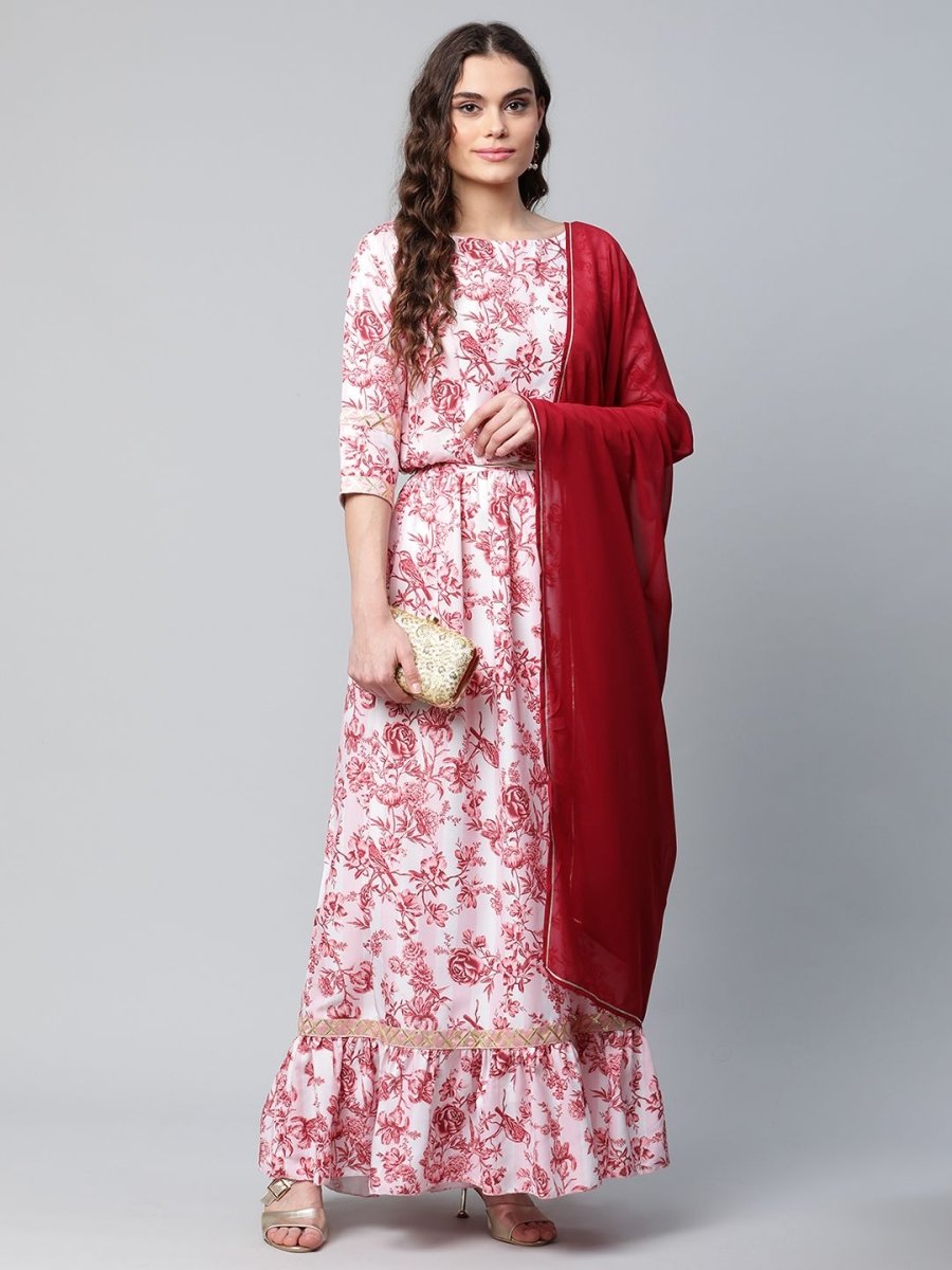 Ahalyaa Women Rayon Pretty Pink Printed Ready to Wear Lehenga Choli with Dupatta | Swadesiicart