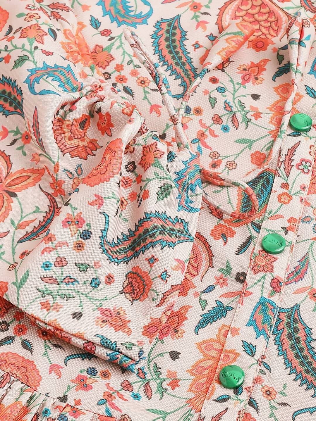 Orange Poly Rayon Digital Printed A-line Top - Tarini - Swadesiicart