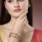 NVR Women's Set Of 2 Gold-Polished Red Kundan Traditional Bangles - Swadesiicart