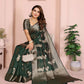 Aastha Fashion Dark Green Soft Organza Silk Weaving Saree