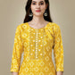 Jyoti Fashion Women's Yellow Rayon Embroidered Kurta Pant Set | Swadesiicart