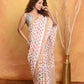 Very Much Indian Handblock Printed Cotton Saree With Natural Dyes - White Peach | Swadesiicart