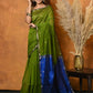 Very Much Indian Handloom Pure Cotton Silk Saree With Sleek Golden Border - Green | Swadesiicart
