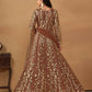 Anaita Brown Embroidered Net Anarkali Suit