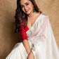 DEIANA'S Beautiful Designer Golden zari Soft Cotton Saree - White - Swadesiicart