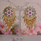 Pink & Grey Mandala Flower Hand Painted Bridal Earrings By House of Ree - Swadesiicart