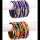 Afast Bridal Wedding & Party Fashionable Colorful Glass Bangle/Kada Set, Pack Of 12 - Yellow, Blue - Afast Enterprises